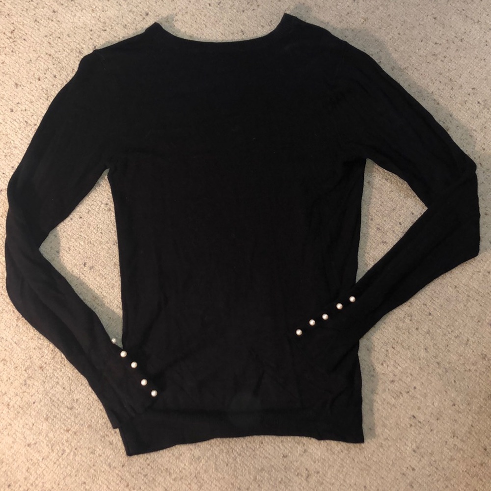 Black Sweater with Pearl Cuff Links